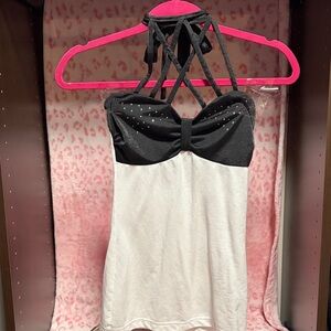 VENUS Black and White Crisscross Blouse